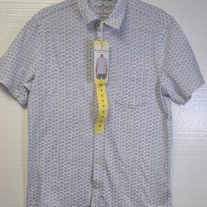 Taylor Vintage Mens Small Blue and White Button Down Short Sleeve Shirt